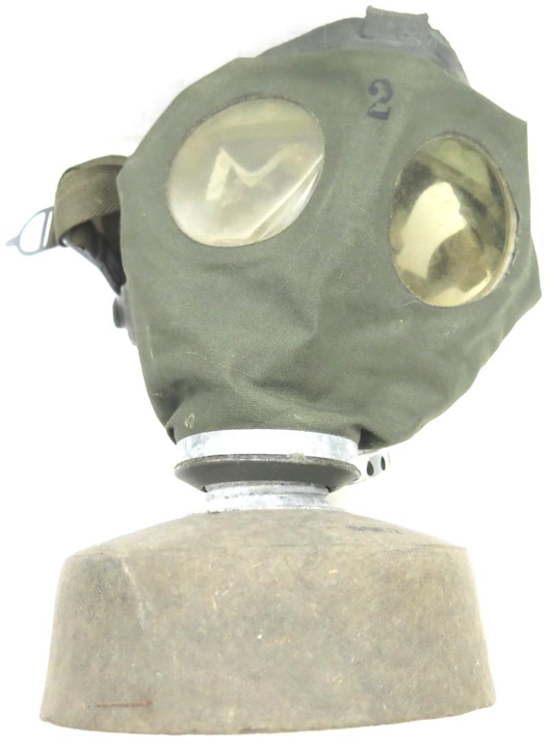 German Luftschutz Volksgasmaske VM44 Size 2, (Medium), 1945 Dated With Total Last Ditch Cardboard Made Filter.