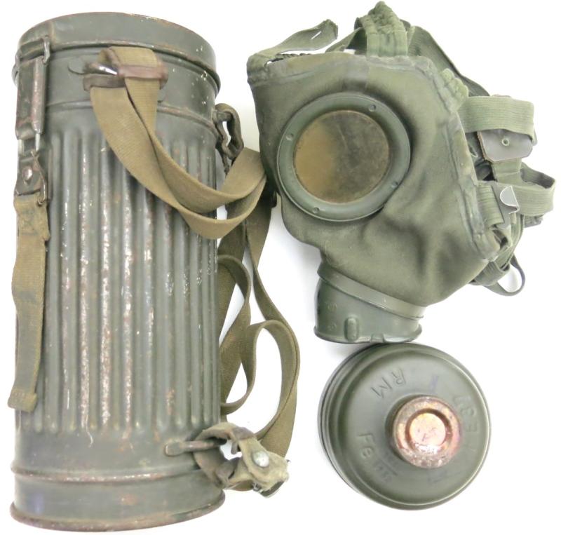 German Wehrmacht Combat Gas Mask Set Matching 1940 From My Own Collection.