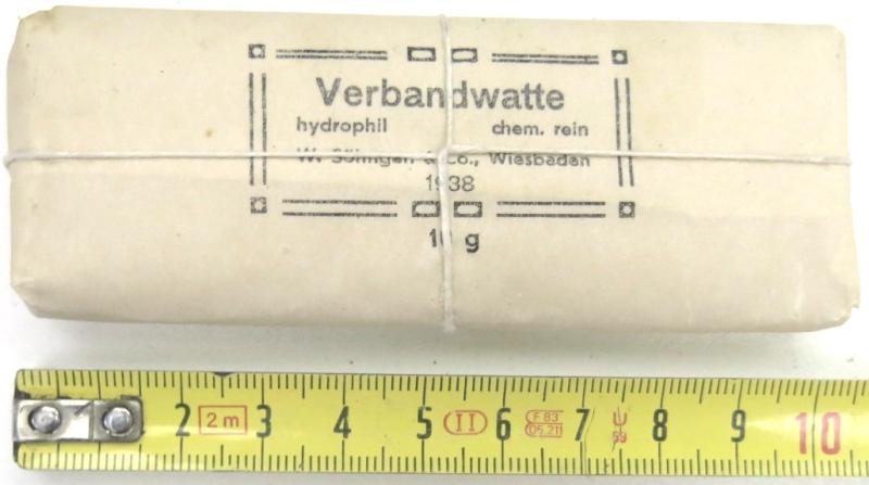 German Luftschutz Gastasche Verband-Watte 10 g W. Söhngen & Co., Wiesbaden 1938.