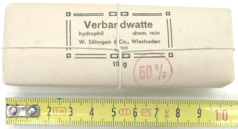 German Luftschutz Gastasche Verband-Watte 10 g W. Söhngen & Co., Wiesbaden 1938.