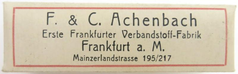 German Deutsches Rotes Kreuz D. R. K. And Luftschutz Hausapotheke And Verbandkasten Brandbinde F. & C. Achenbach Frankfurt a. M.