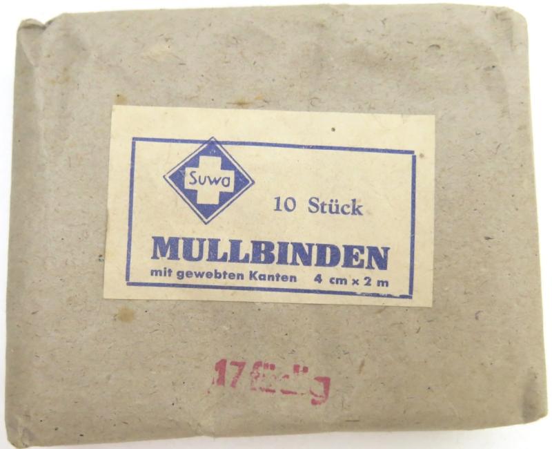 German Civilian Pre War And Wartime Era Suwa 10 Stück Mullbinden 4 cm x 2 m In Unopened Package.