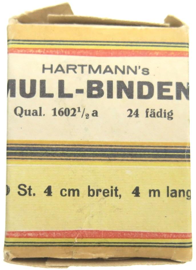 German Civilian Pre War And Wartime Era Paul Hartmann 10 Stück Mull-Binden 4 cm x 4 m Complete Box.