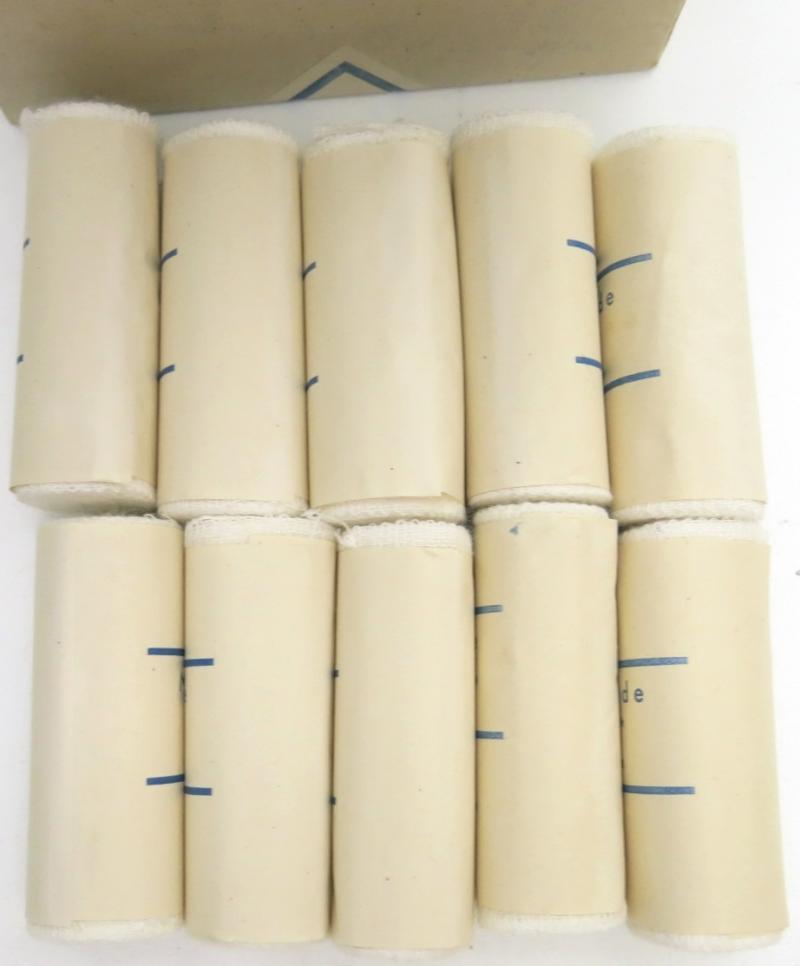 German Civilian Pre War And Wartime Era Elka 10 Stück Mullbinden 8 cm x 4 m Complete Box.