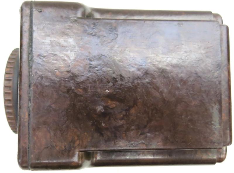 German Wehrmacht Karbid Speckled Chocolate Brown Bakelite Container.