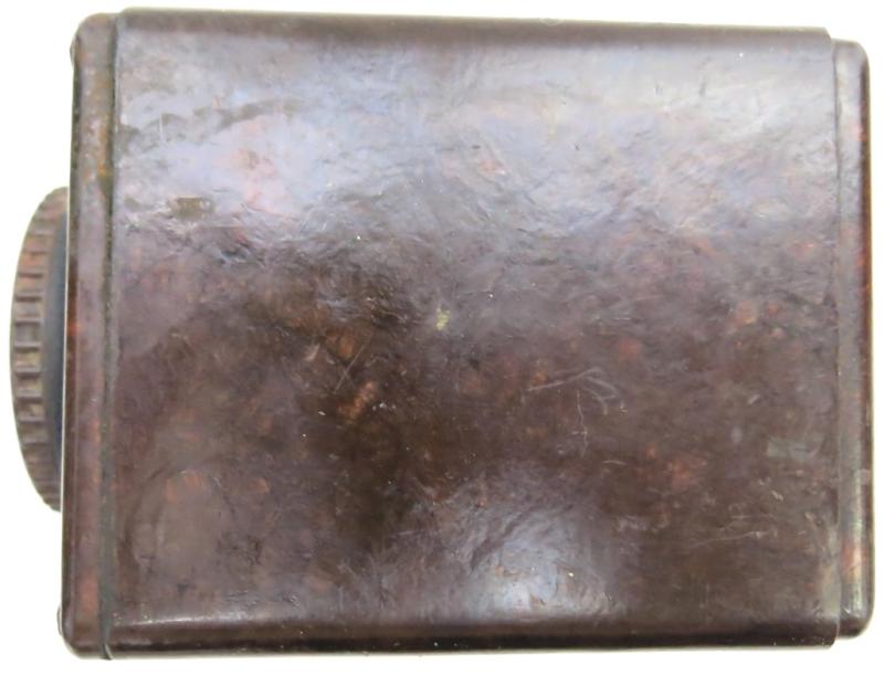 German Wehrmacht Karbid Speckled Chocolate Brown Bakelite Container.