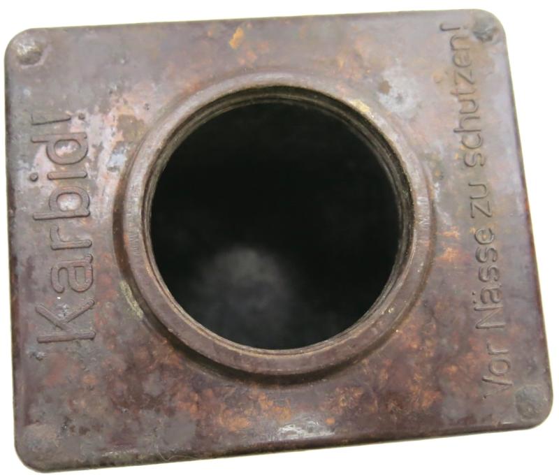 German Wehrmacht Karbid Speckled Chocolate Brown Bakelite Container.