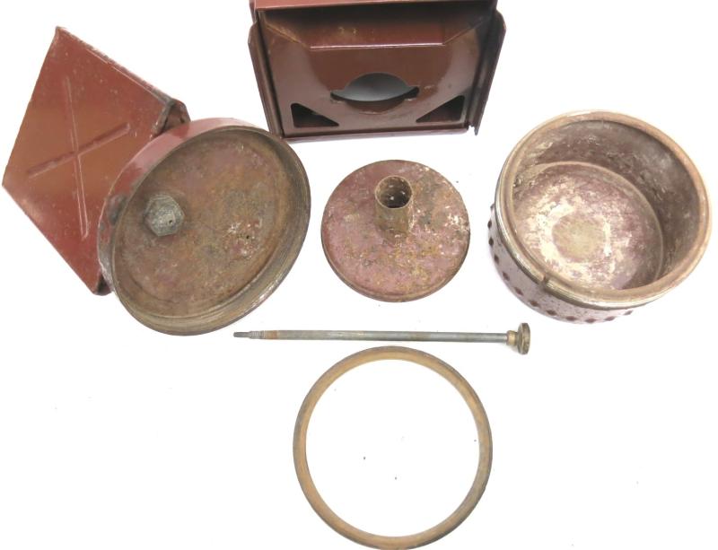 German Wehrmacht Karbid Lamp Einheitslaterne Stahl Last Ditch In Red Primer Complete Set ltf.