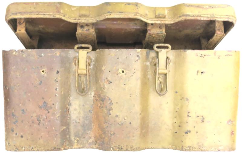 German Wehrmacht Deutsches Afrika Korps DAK 3 S.Mi.35 Schrapnellmine 35 Transport Box Case, Tropical In Sand Colour And Battle Damage.