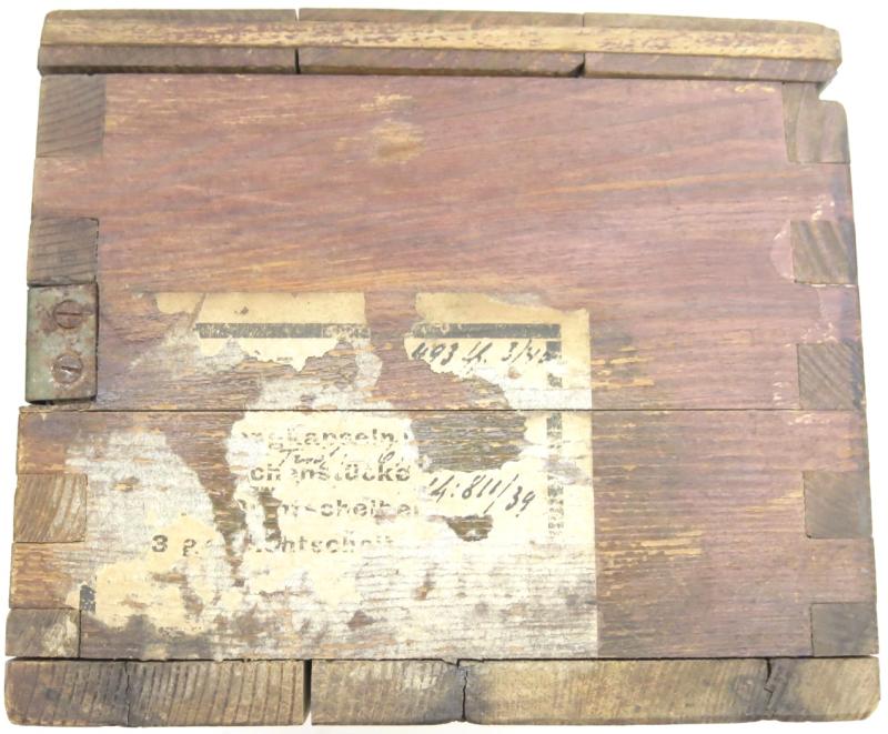 German Wehrmacht Zündmittel für je 9 S.Mi.35 Schrapnellmine 35 Spare Fuzes And Parts Box For 9 Mines, FM & S 1940, Nice Unpainted Variation Box.