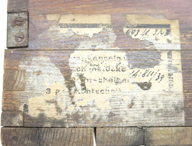 German Wehrmacht Zündmittel für je 9 S.Mi.35 Schrapnellmine 35 Spare Fuzes And Parts Box For 9 Mines, FM & S 1940, Nice Unpainted Variation Box.