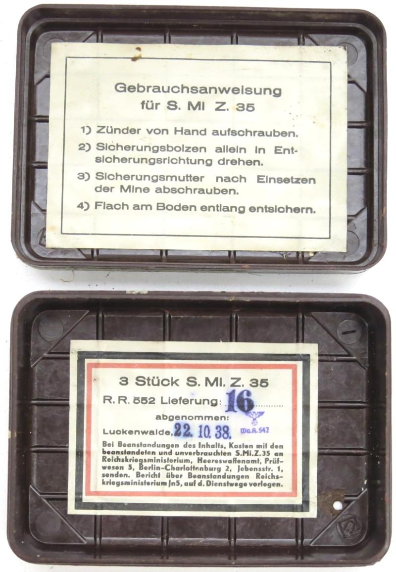 German Wehrmacht 3 Stück S. Mi. Z. 35 Empty Box R. R. 552, 22. 10. 1938, Top Condition.