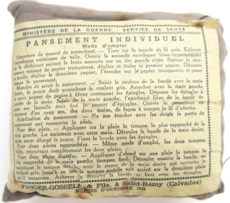 German Wehrmacht/French Pansement Individuel Captured Field Dressing Packet Unused 1939.