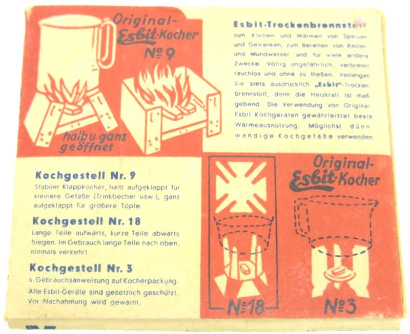 German Wehrmacht Esbit Kocher Mod. 9 Fuel Tablets Box Variation 7.