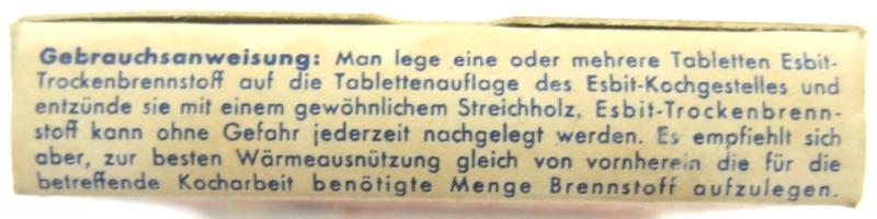 German Wehrmacht Esbit Kocher Mod. 9 Fuel Tablets Box Variation 8.