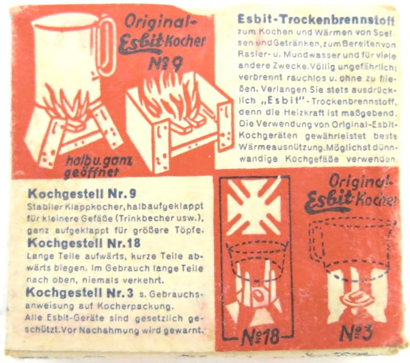 German Wehrmacht Esbit Kocher Mod. 9 Fuel Tablets Box Variation 9.