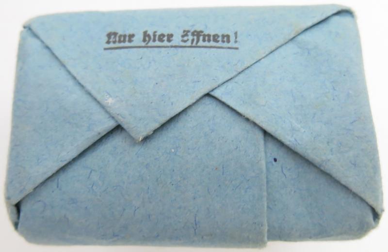 German Wehrmacht Medical 100 g entfettete Watte Wehrkreissanitätspark VI, (Münster, Osnabrück), April. 1944, Mint Unused.