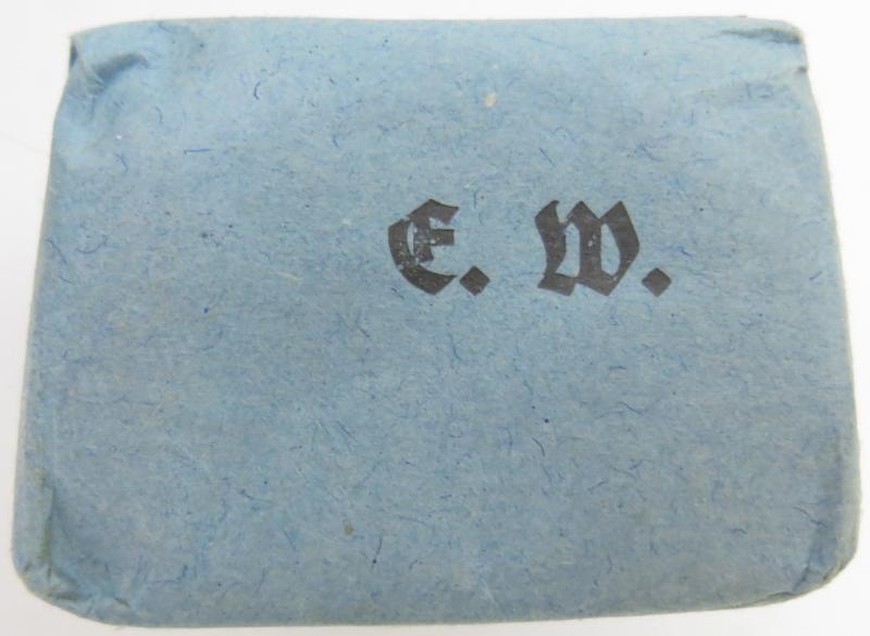 German Wehrmacht Medical 100 g entfettete Watte Wehrkreissanitätspark VI, (Münster, Osnabrück), April. 1944, Mint Unused.