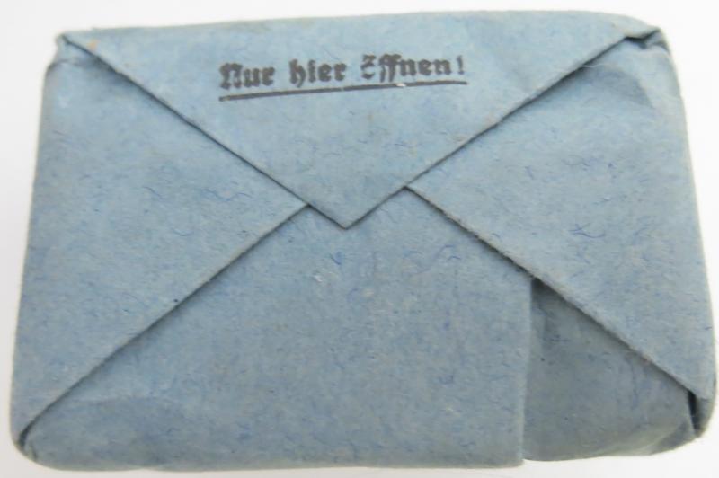 German Wehrmacht Medical 100 g entfettete Watte Wehrkreissanitätspark VI, (Münster, Osnabrück), April. 1944, Mint Unused.