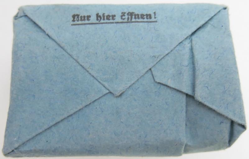 German Wehrmacht Medical 100 g entfettete Watte Wehrkreissanitätspark VI, (Münster, Osnabrück), April. 1944, Mint Unused.