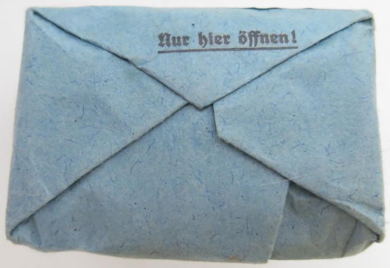 German Wehrmacht Medical 100 g entfettete Watte Wehrkreissanitätspark VI, (Münster, Osnabrück), April. 1944, Mint Unused.