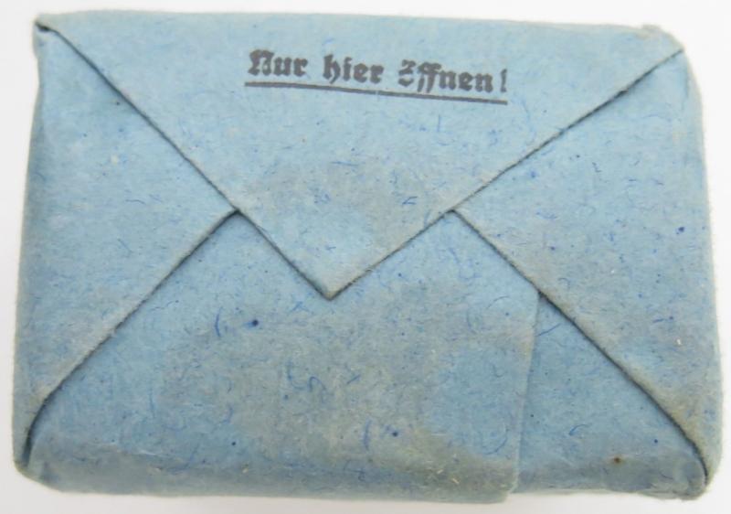 German Wehrmacht Medical 100 g entfettete Watte Wehrkreissanitätspark VI, (Münster, Osnabrück), April. 1944, Mint Unused.