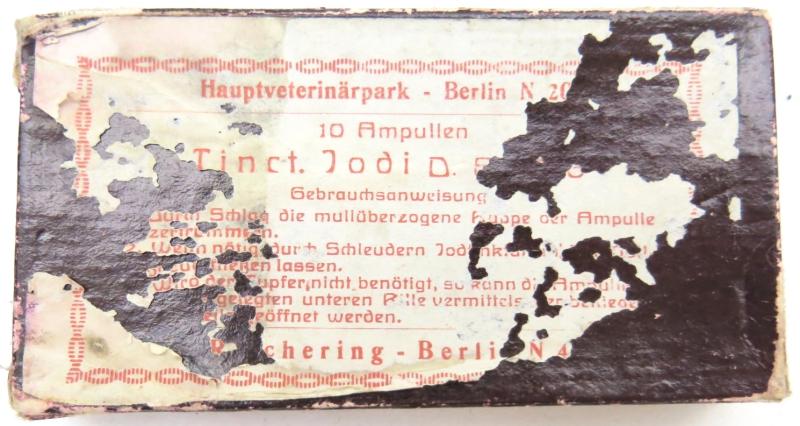 German Wehrmacht 10 Ampullen Jod Hauptveterinärpark - Berlin Empty Cardboard Box Belonging To The Veterinär Satteltasche 29.