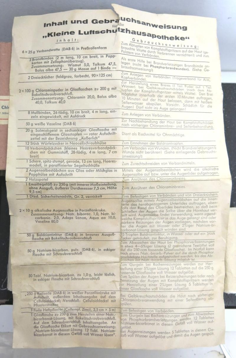 German Luftschutz Kleine Hausapotheke With Half Of The Original Contents, Nice