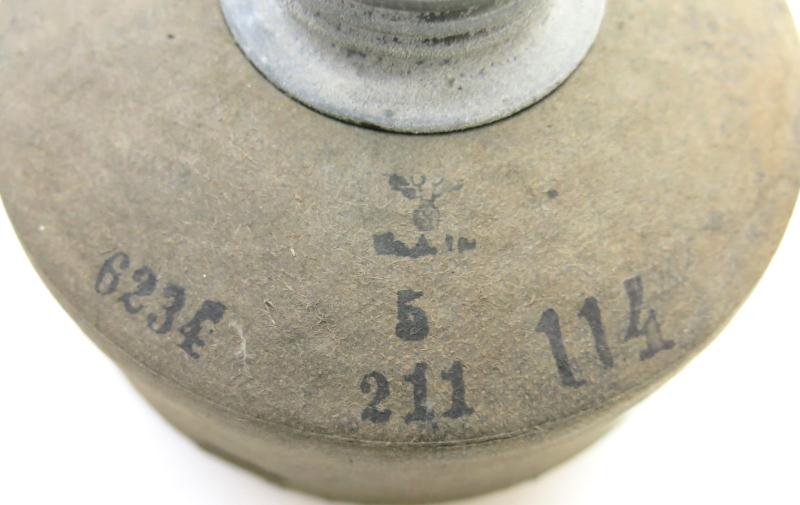 German Luftschutz Volksgasmaske VM44 Size 2, (Medium), 1945 Dated With Total Last Ditch Cardboard Made Filter.