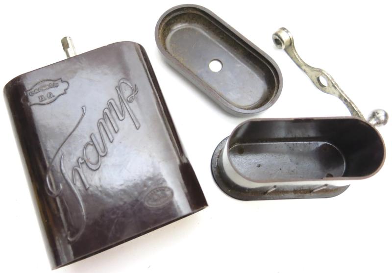 German Wehrmacht Reddish Bakelite Coffee Grinder Mint Condition Double BO Garantie Stamp, Sand Mixed Bakelite.