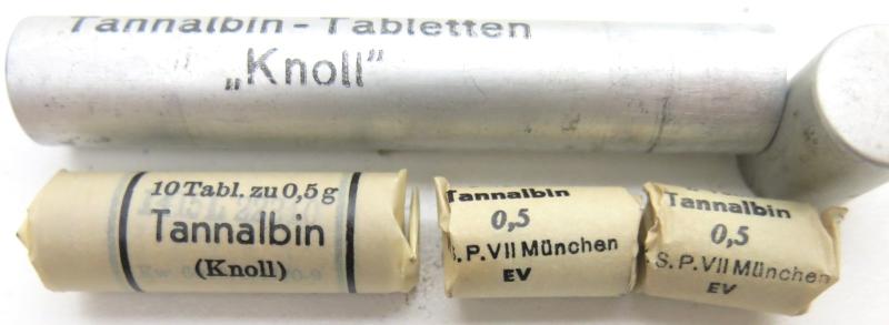 German Wehrmacht Sanitär Aluminium Tablettenröhrchen Medical Pills Tube Tannalbin - Tabletten