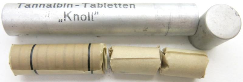 German Wehrmacht Sanitär Aluminium Tablettenröhrchen Medical Pills Tube Tannalbin - Tabletten
