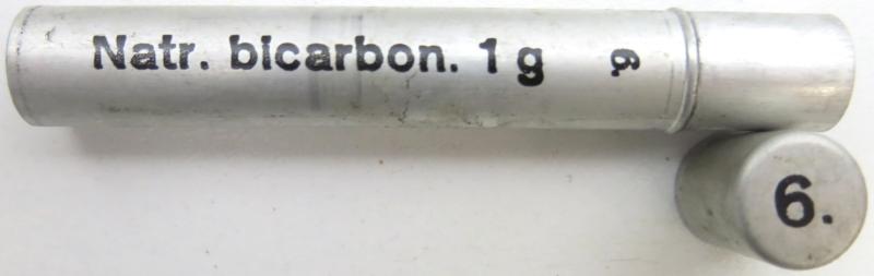 German Wehrmacht Sanitär Aluminium Tablettenröhrchen Medical Pills Tube Natr. bicarbon. 1 g, Empty.