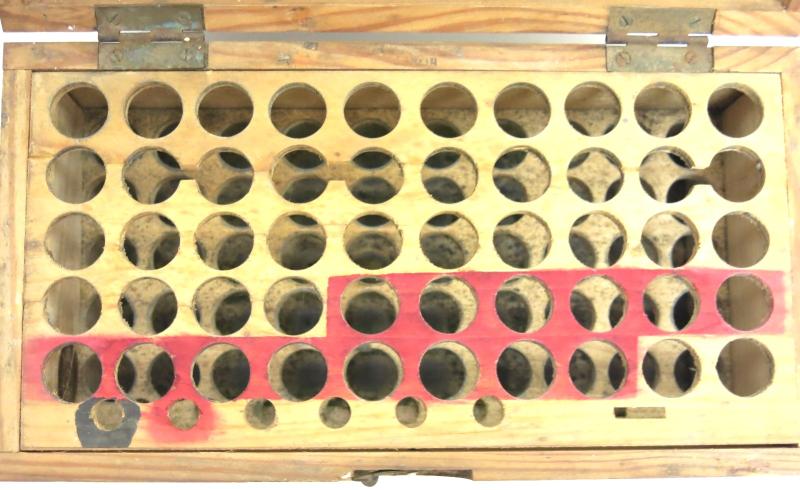 German Wehrmacht Einheitstablettenkasten Pill Box, Empty, But Complete With Rack And Label.