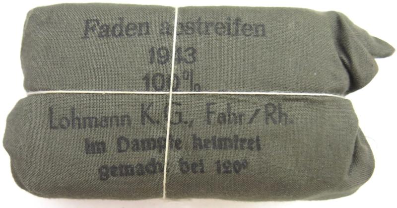 German Wehrmacht Medical Verbandstoff Big Field Dressing 1943, Mint.