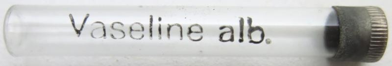 German Wehrmacht Sanitär Small Glass Tube Vaseline alb., Empty.