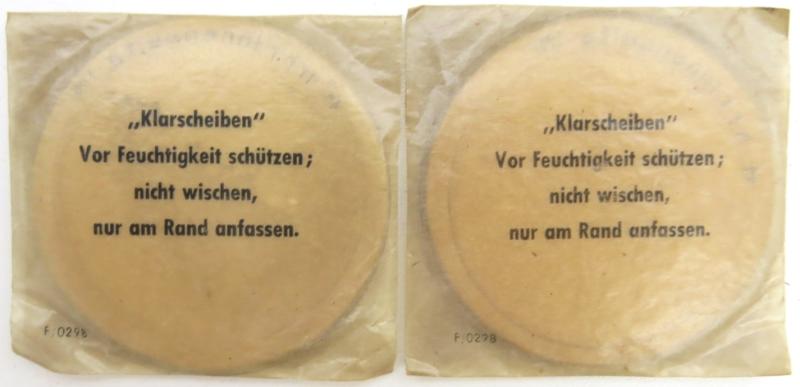 German Wehrmacht Klarscheiben Clear Lenses For Gas Mask Set Of Two Matching Dated hrr 1944.