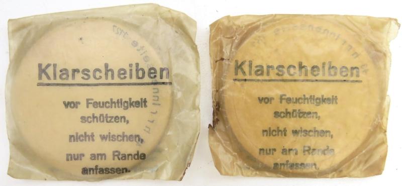 German Wehrmacht Klarscheiben Clear Lenses For Gas Mask Set Of Two Matching Dated hrr 1943.