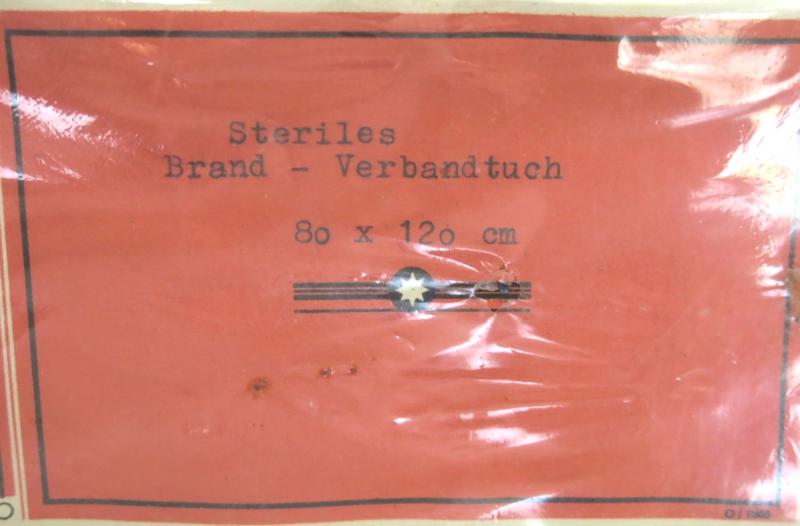 German Wehrmacht Medical Steriles Brand-Verbandtuch Burn Dressing 80 x 120 cm, Rare.